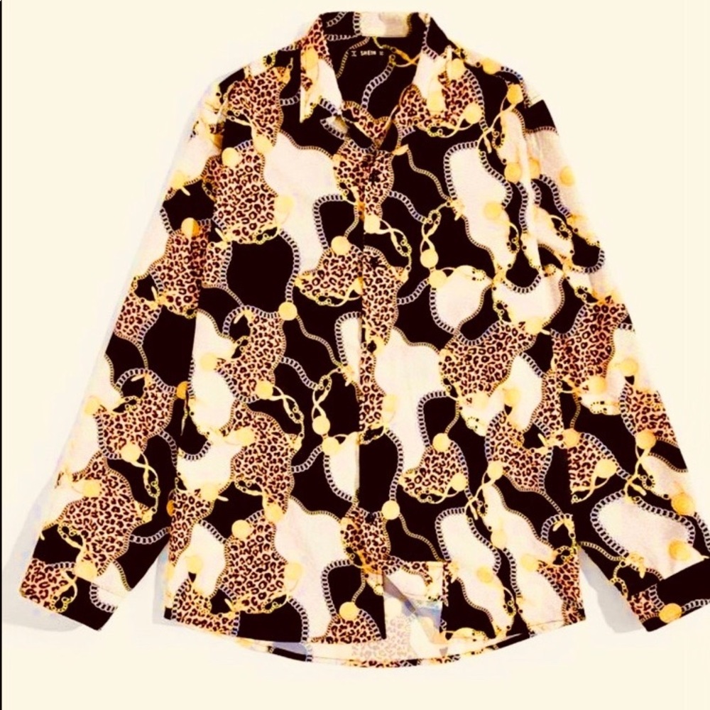 🔥SHEIN Men Leopard & Chain Print Shirt🔥BRAND NEW - Picture 5 of 11